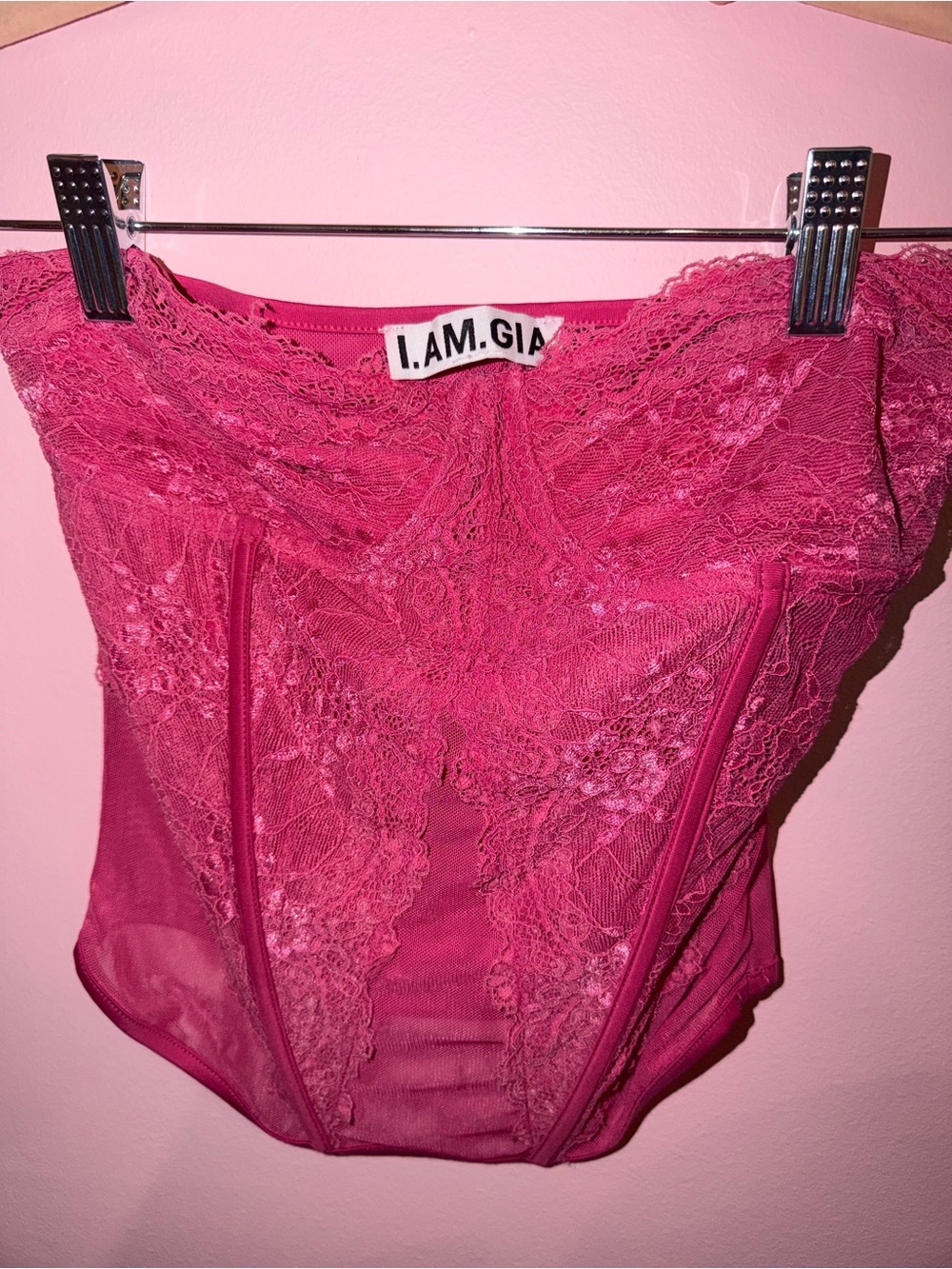 I.AM.GIA Fuchsia Lace Bustier Top